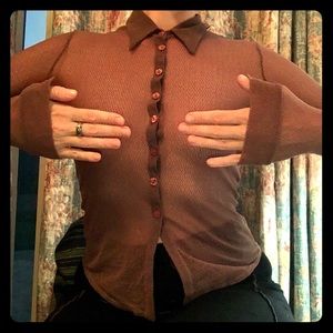 90’s mesh button down shirt - dusty purple